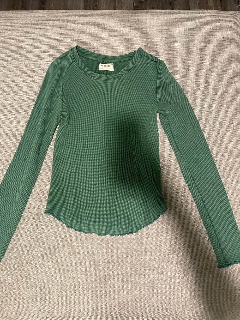 Free People Long Sleeve Ribbed Top in Green